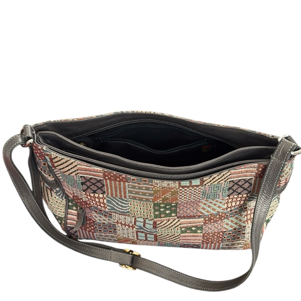 Sas Multi-Color Patchwork Zipper T Purse In Metal… - image 7